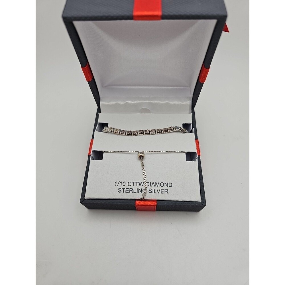 JCPenney 1/10 CT. T.W. Sterling Silver Bolo Bracelet Orig. Retail 124.98